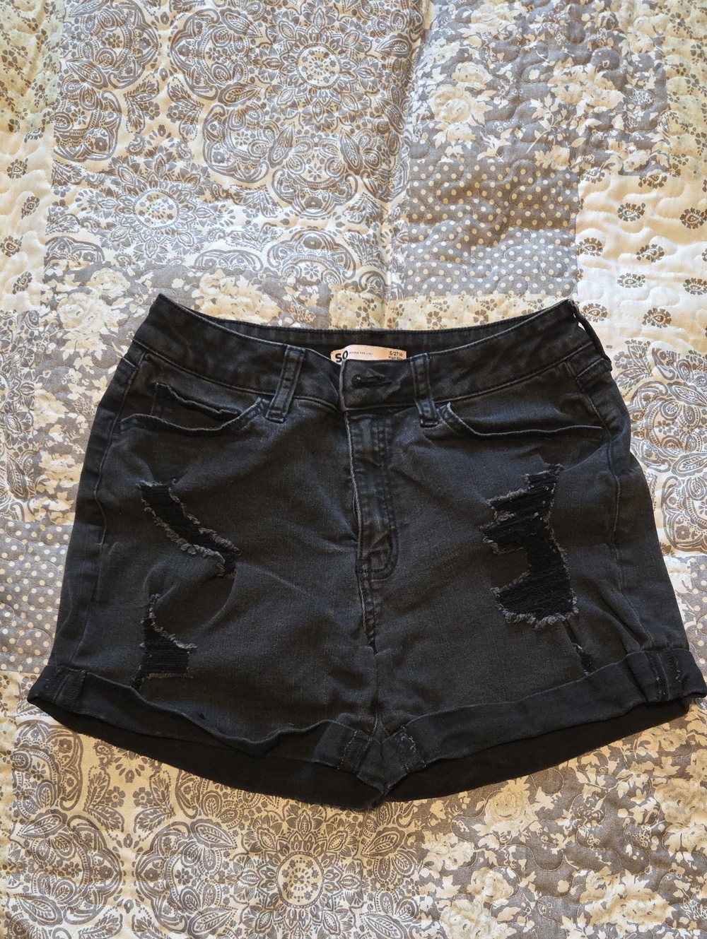 SO Black Distressed Women's Jean Shorts